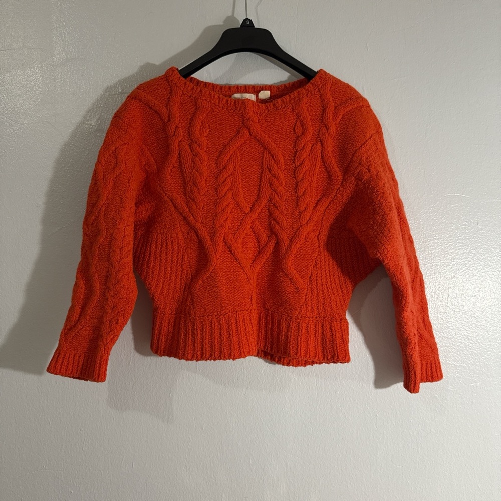 Vibrant Orange Cable Knit Sweater